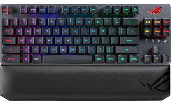 Asus X807 ROG Strix Scope RX TKL Optical Mechanical Wireless Deluxe, RX Red Switch, 1000Hz USB Report Rate, Per-Key RGB LEDs, USB 2.0 / Bluetooth Arabic / Engllish , Black
