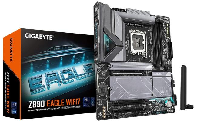 GIGABYTE Z890 Eagle Wi-Fi 7 ATX Intel Z890 ,4x DDR5 DIMM Slots, Up to 256GB Max Memory, Wi-Fi 7 & BT 5.4, 1x PCIe 5.0 x16, 4x M.2 Slots , Black