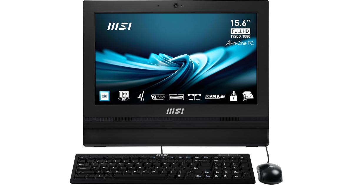 MSI PRO AP162T (2024) معالج Intel Celeron N100 الجديد من الجيل الثاني عشر رباعي النواة مع شاشة لمس IPS Full HD مضادة للتوهج مقاس 15.6 بوصة - أسود