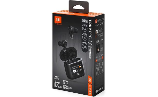JBL Tour Pro 2 True Wireless NC Earbuds, True Adaptive ANC, Immersive JBL Spatial Sound, 6 Mics, BT 5.3 LE Audio, Smart Case with 1.45" Display, Up to 10H Battery Life, Champagne