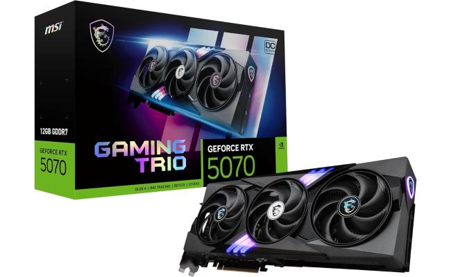 MSI GeForce RTX 5070 Gaming Trio OC 12GB GDDR7 192-Bit Memory, 2610 MHz Boost Clock, 6144 CUDA Cores, 28 Gbps Memory Speed, PCI Express Gen 5