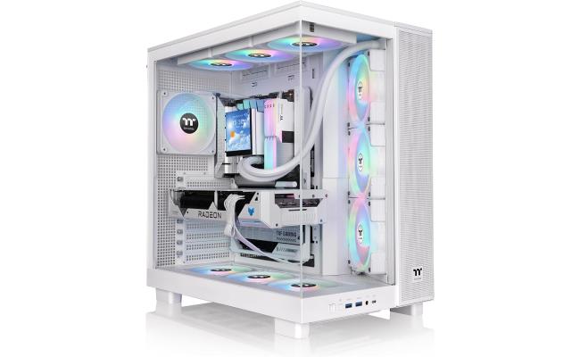 Thermaltake View 380 XL TG ARGB Mid Tower PC Case, 4x 120mm aRGB Lite Pre-Installed Fans, Up to 360mm Radiator & 10x Fan Support, USB Type-C x1, USB 3.0 x2, HD Audio, White