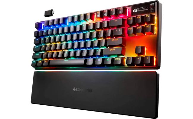 SteelSeries Apex Pro TKL Gen 3 Wireless Mechanical Gaming Keyboard, OmniPoint 3.0 Adjustable HyperMagnetic Switches, Double Shot PBT Keycaps, US English Layout, Wireless Connectivity, Black