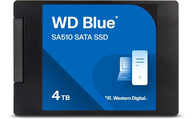 Western Digital 4TB WD Blue SA510 SATA Internal Solid State Drive SSD - SATA III 6 Gb/s, 2.5"/7mm, Up to 560 MB/s