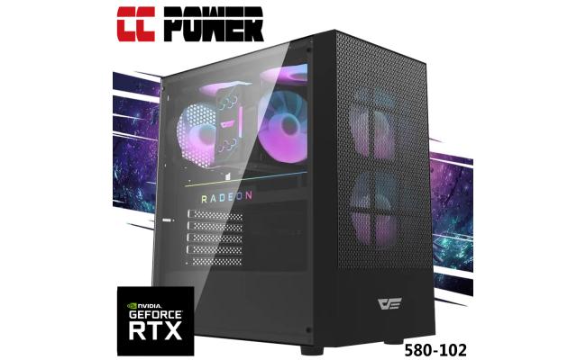 CC Power 580-102 Gaming PC 13Gen Intel Core i3 4-Cores w/ AMD Radeon RX 580 GTS 8GB GDDR5 & Advance Air Cooler