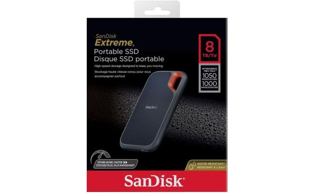 SanDisk 8TB Extreme Portable SSD - Up to 1050MB/s, USB-C, USB 3.2 Gen 2, IP65 Water and Dust Resistance, Updated Firmware - External Solid State Drive