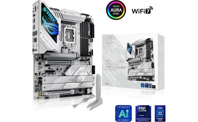ASUS ROG Strix Z890-A Gaming Wi-Fi LGA 1851 ATX Motherboard, Intel Z890 Chipset, 4x DDR5 DIMM Slots, Up to 192GB Max Memory, Wi-Fi 7 & BT 5.4, PCIe 5.0 x16 Slot, 5x M.2 Slots, White