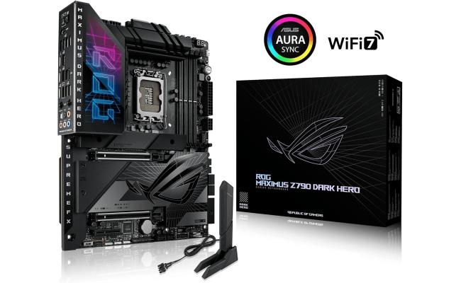 ASUS ROG MAXIMUS Z790 DARK HERO ATX Intel Z790 Chipset, 4x DDR5 DIMM, 192GB Max Memory, Intel WiFi 7, BTv5.4, 2.5Gb ETH, PCIe 5.0 x16, HDMI/Thunderbolt 4/USB-C