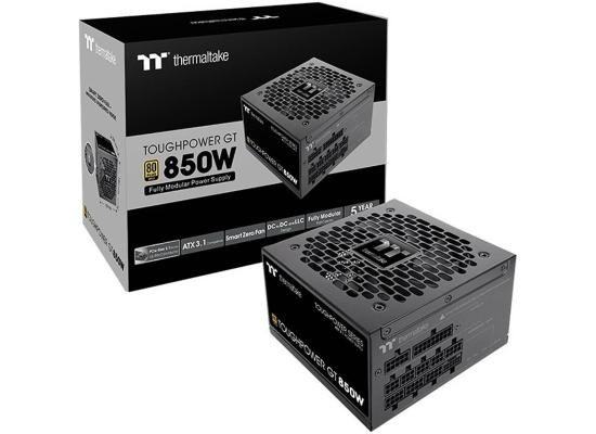 Thermaltake Toughpower GT 850W ATX 3.1 80 Plus Gold Fully Modular Smart Zero Fan; Native 450W PCIe 5.1 Connector , Black