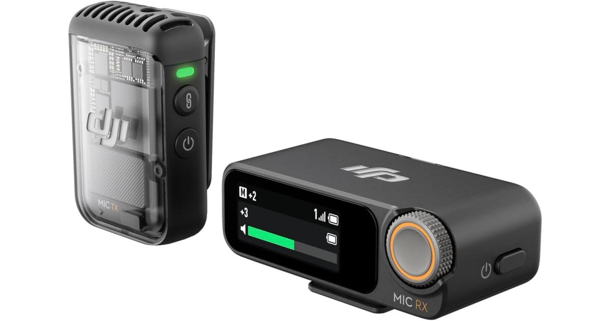 ميكروفون DJI 2 (1 TX + 1 RX)، ميكروفون لاسلكي مع خاصية إلغاء الضوضاء الذكية، تسجيل داخلي عائم 32 بت، صوت محسن، نطاق 250 متر (820 قدم)، ميكروفون لهاتف iPhone، Android، الكاميرا، مدونات الفيديو