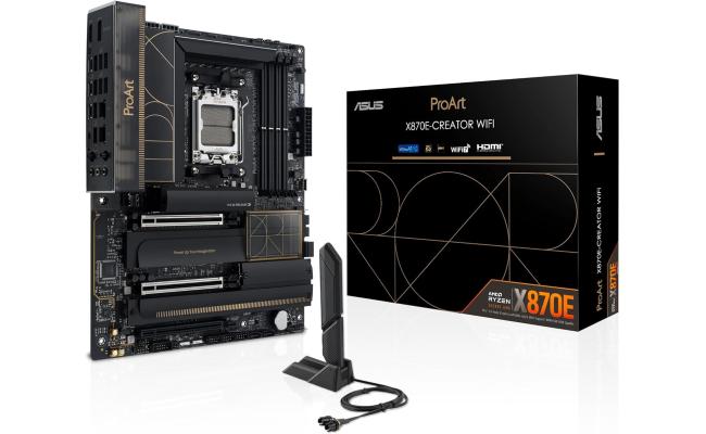 ASUS ProArt X870E-Creator WIFI AM5 ATX AMD X870E Chipset, 4x DDR5 DIMM Slots, 192GB Max Memory, 4x M.2 PCIe Slots, 2x PCIe 5.0 x16 Slots, Bluetooth v5.4