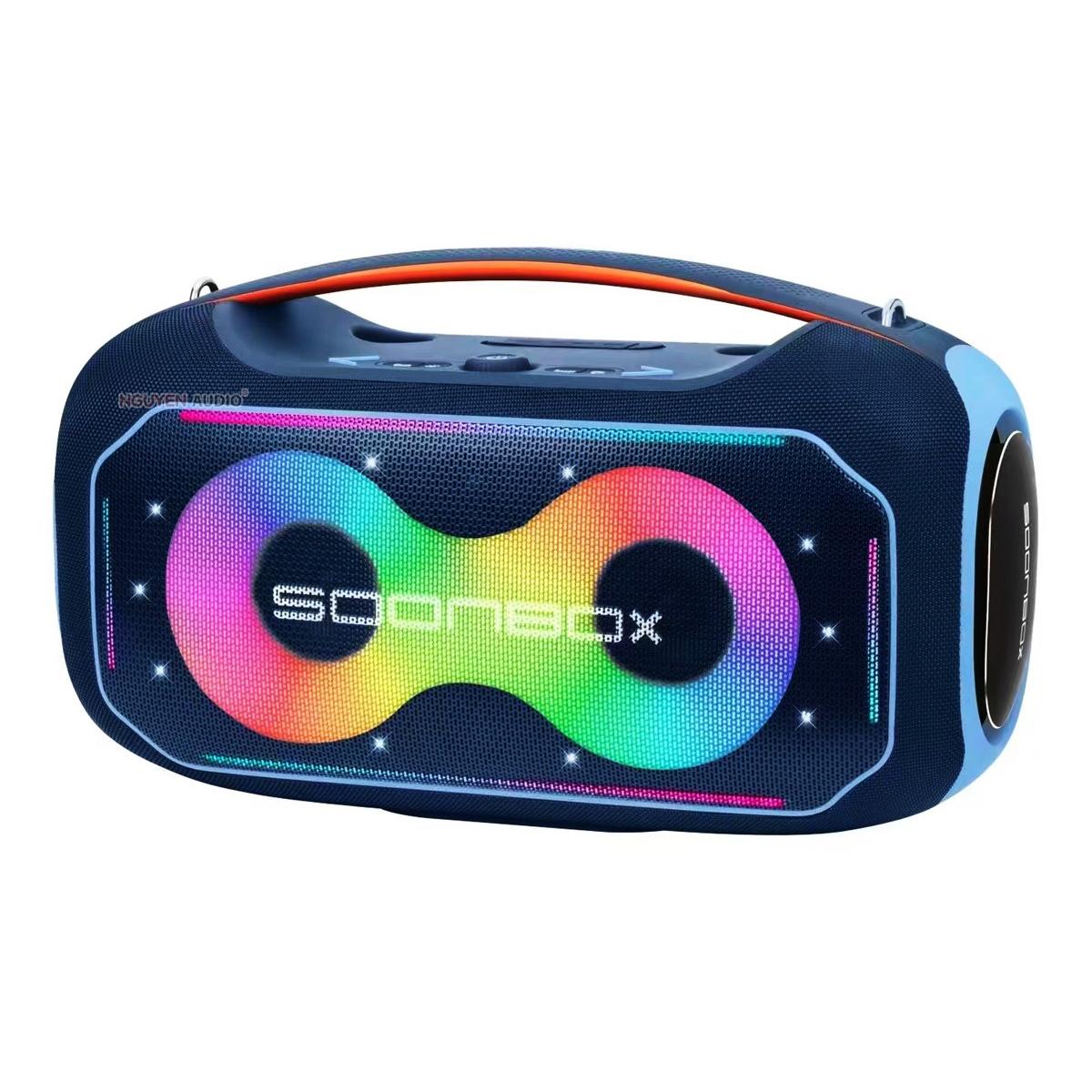 Soonbox S6300 MAX Stereo Bluetooth High Power Party Box Waterproof Outdoor 200W Wireless Speaker Portable Audio System Sound Speakers, Bluetooth, TF card, USB, AUX, TWS, with 2 Mics - Blue