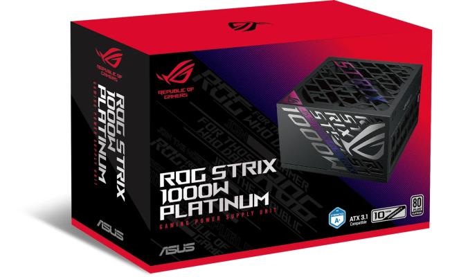 ASUS ROG Strix 1000W Fully Modular 80+ Platinum Active PFC, GaN MOSFET, ATX 3.1 Compatible, Cybernetic Lambda A+, Dual Ball Fan bearings, Black