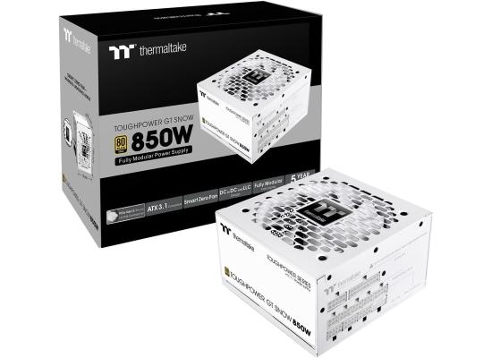 Thermaltake Toughpower GT 850W ATX 3.1 80 Plus Gold Fully Modular Smart Zero Fan; Native 450W PCIe 5.1 Connector , White