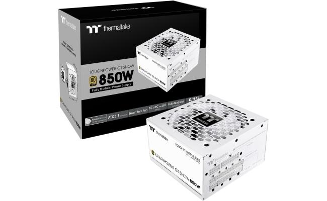 Thermaltake Toughpower GT 850W ATX 3.1 80 Plus Gold Fully Modular Smart Zero Fan; Native 450W PCIe 5.1 Connector , White