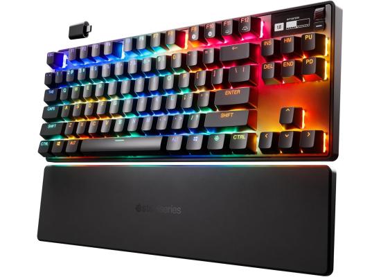 SteelSeries Apex Pro TKL Wireless Mechanical Keyboard (2023), OmniPoint Switches, Adjustable Actuation, With RGB Backlighting, OLED Smart Display, Full Key, USB Type C, English Layout, Black