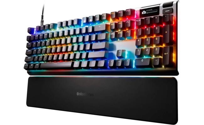 SteelSeries Apex Pro Gen 3 Full Size Mechanical Gaming Keyboard, OmniPoint 3.0 Adjustable HyperMagnetic Switches, Double Shot PBT Keycaps, US English Layout, Wired Connectivity, Black