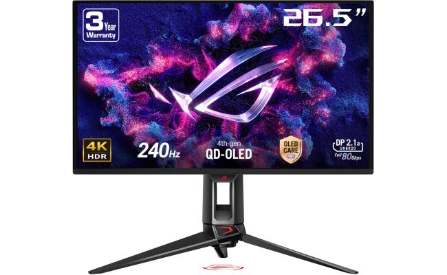 ASUS ROG Swift PG27UCDM 27” 4K OLED QD-OLED 4K QHD 240Hz 0.03ms, G-SYNC Compatible, Custom Heatsink, AI Gaming, 99% DCI-P3,Uniform brightness,True 10-bit, USB-C 90W