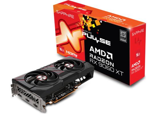 SAPPHIRE PULSE AMD Radeon RX 9060 XT 16GB GDDR6 128-Bit Memory, 3290 MHz Boost Clock, 2048 Stream Processors, 20 Gbps Memory Clock, Black