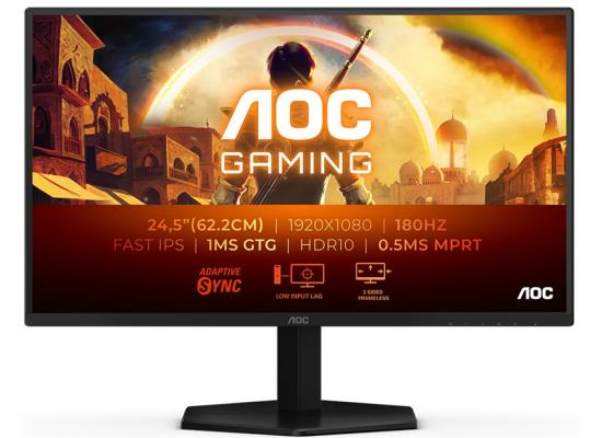 AOC 25G42E Gaming 25" Fast IPS Full HD 180Hz up to 0.5ms HDR 10 sRGB 125% Adaptive-Sync w/ HDMI 2.0 & DisplayPort