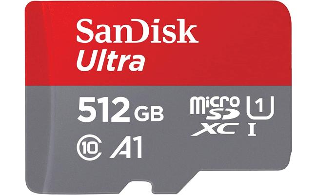 SanDisk 512GB Ultra microSDXC UHS-I Memory Card Up to 150 MB/s C10, U1, Full HD, A1, Micro SD Card