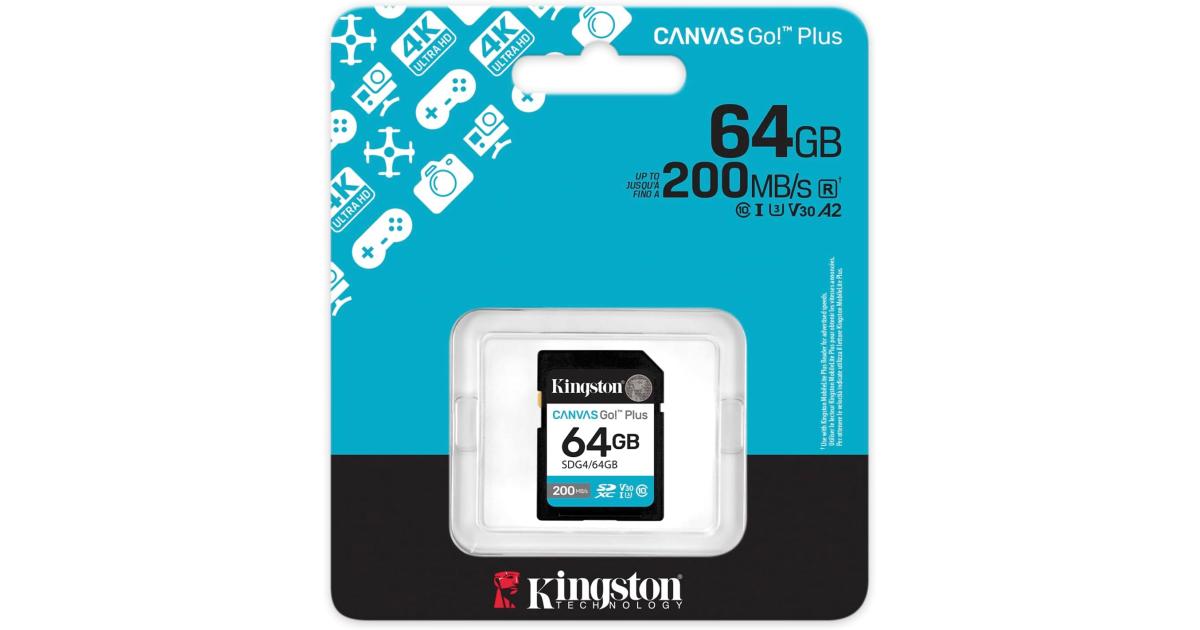 Kingston Canvas Go Plus 64GB SD Card | Up to 200MB/s | Class 10, UHS-I, U3, V30