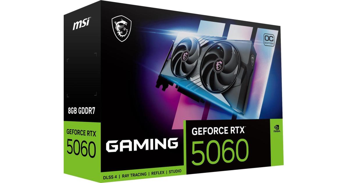 MSI GeForce RTX 5060 GAMING OC 8GB GDDR7 128-Bit Memory, 2625 MHz
