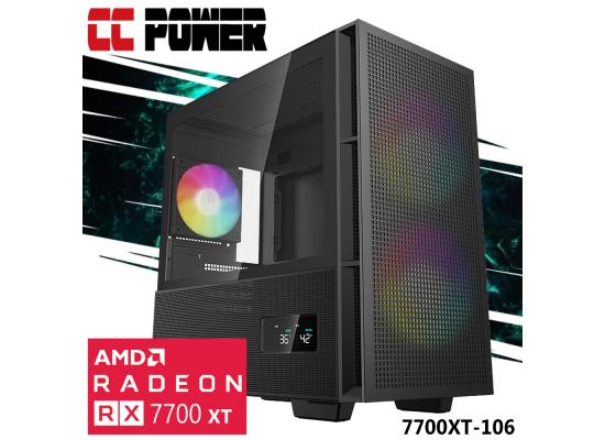 CC Power 7700XT-106 Gaming PC NEW 9Gen AMD Ryzen 7 9700X 8-Cores w/ AMD Radeon RX 7700 XT 12GB & DDR5 Memory & Advanced Air Cooler