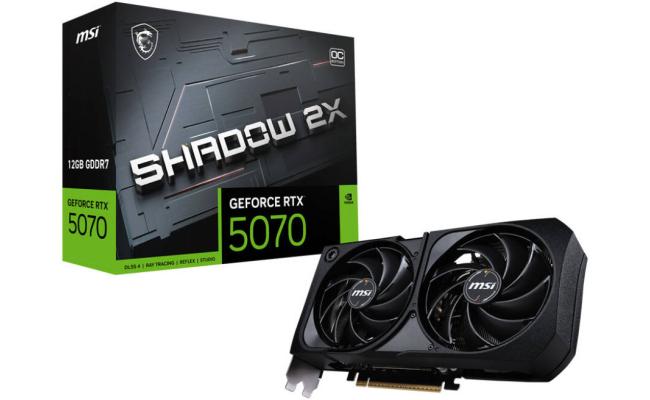 MSI GeForce RTX 5070 12G SHADOW 2X OC 12GB GDDR7 192-Bit Memory, 2542 MHz Boost Clock, 6144 CUDA Cores, 28 Gbps Memory Speed, PCI Express Gen 5