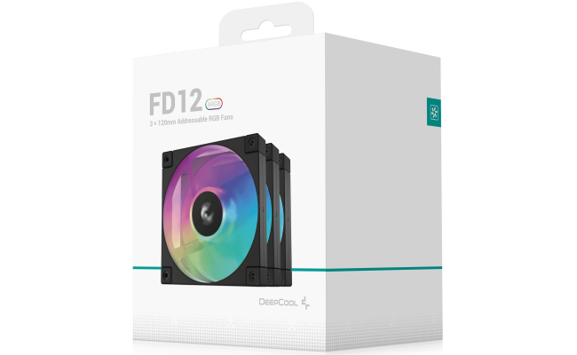 DeepCool FD12 ARGB 120mm Fan Speed: 400~2050 RPM Airflow: 63.6 CFMFan - Air Pressure: 2.56 mmAq - Fan Connector: 4-pin PWM Hydro Bearing, Pack of 3, Black
