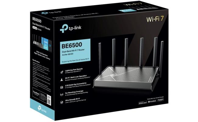 TP-Link Archer BE400 WIFI 7 BE6500 Dual-Band Router Dual 2.5 Gbps Ports USB 3.0 | Covers up to 2,400 Sq. ft and 90 Devices | Quad-core CPU| HomeShield, Private IoT for Network Security