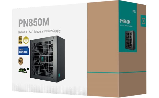 Deepcool Gamer Storm PN850M 850w 80+ Gold Fully Modular ATX 3.1 + PCI-E 5.1 Active PFC + Full Bridge SRC LLC + DC to DC, Japanese Capacitor, FDB Fans, 120mm Fan Size, Black