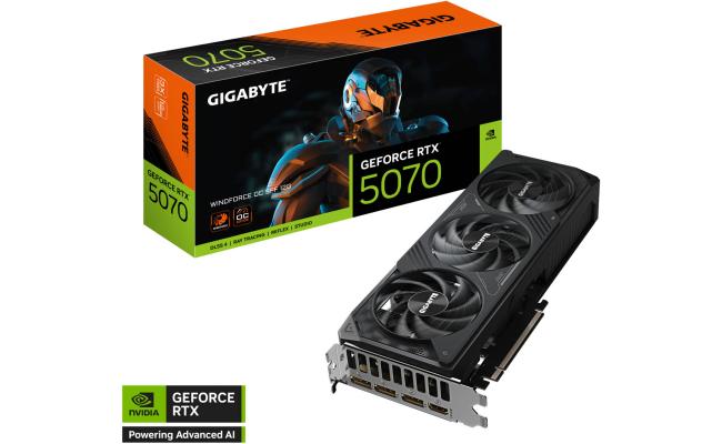 GIGABYTE GeForce RTX 5070 WINDFORCE OC SFF Graphics Card, 12GB GDDR7 192-Bit Memory, 2542 MHz Core Clock, 6144 CUDA Cores, PCI Express 5.0