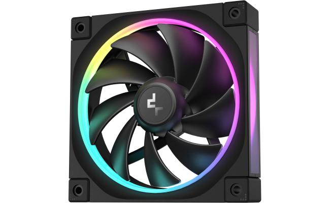 DeepCool FL12 120mm Case Fans, 2150 RPM Fan Speed, 55 CFM Fan Airflow, Fluid Dynamic Bearing Type, 4-Pin PWM Fan Connector, Addressable RGB LED, Single Pack, Black