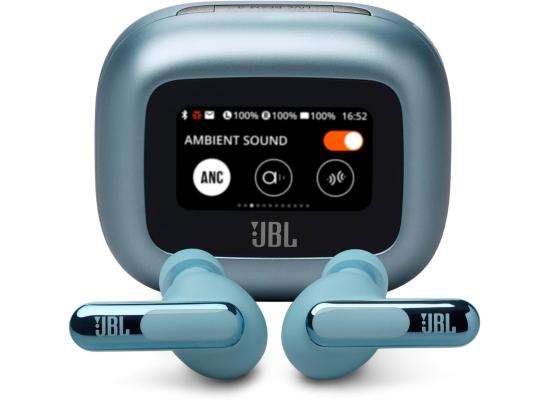 JBL Live Beam 3 Wireless Earbud Headphones, Up to 48 Hours Battery Life, Personi-fi 3.0, True Adaptive Noise Cancelling & Signature Sound, IP55 Waterproof, with Earplugs, Blue