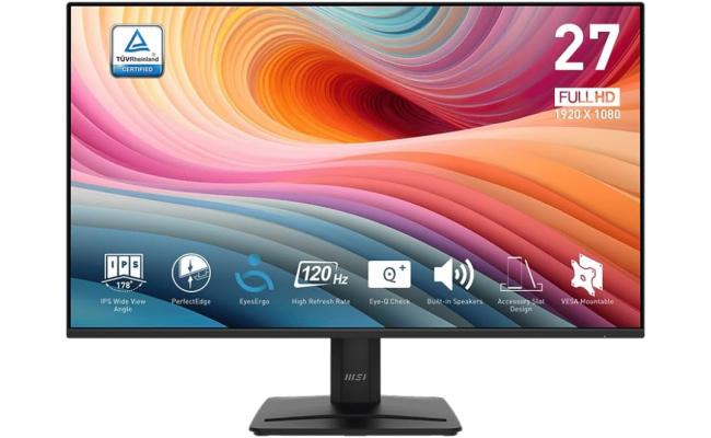 MSI PRO MP275 E2 27" IPS Full HD 120Hz Less Blue Light PRO VESA Mountable Built-in Speakers Tilt-Adjustable VGA & HDMI & DP - Black