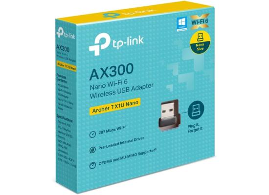 TP-Link Archer TX1U Nano WIFI 6 AX300 Wireless USB Adapter Built-In Antenna, Plug & Play, AP Mode, USB 2.0 Interface, MU-MIMO & OFDMA Support, Black