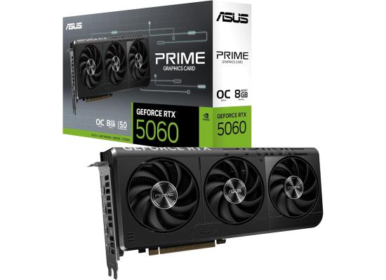 ASUS PRIME GeForce RTX 5060 OC Edition 8GB GDDR7 128-Bit Memory, 2565 MHz Boost Clock, 28 Gbps Memory Speed, 3840 CUDA Cores, PCI Express 5.0