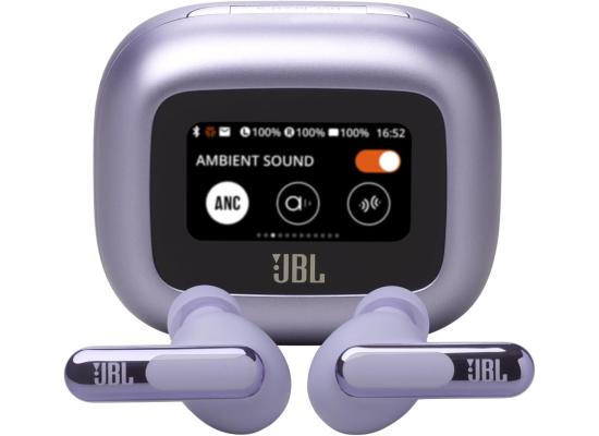 JBL Live Beam 3 Wireless Earbud Headphones, Up to 48 Hours Battery Life, Personi-fi 3.0, True Adaptive Noise Cancelling & Signature Sound, IP55 Waterproof, with Earplugs, Purple