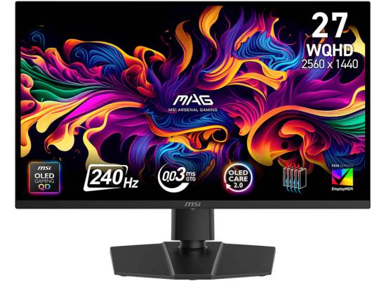 MSI MAG 273QP 27" QD-OLED X24 Anti-Reflection 2K 240Hz 0.03ms HDR 400 OLED Care 2.0 HDMI 2.1 Adaptive-Sync Adjustable Stand