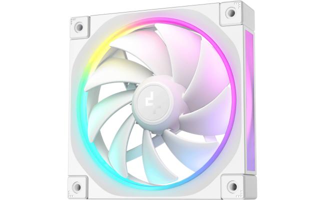 DeepCool FL12 120mm Case Fans, 2150 RPM Fan Speed, 55 CFM Fan Airflow, Fluid Dynamic Bearing Type, 4-Pin PWM Fan Connector, Addressable RGB LED, Single Pack, White
