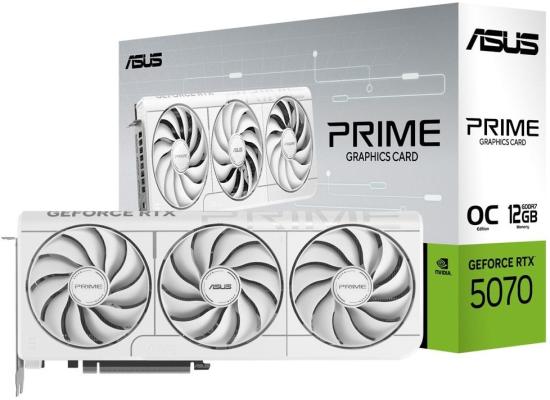ASUS The Prime GeForce RTX™ 5070 OC Edition 12GB GDDR7 Graphics Card (PCIe® 5.0, 12GB GDDR7, HDMI®/DP 2.1, 2.5-Slot, Axial-tech Fans, Dual BIOS) , White