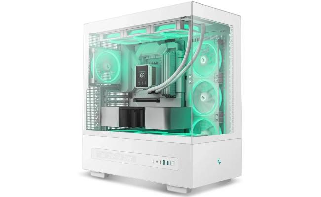 DeepCool CH690 DIGITAL Mid Tower w/ Semi-Glass Panel & Digital Display For Real-Time Monitoring Support 420mm Radiator & Rear Connector , White