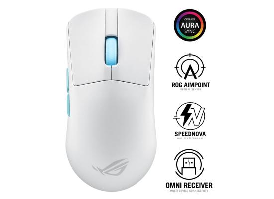 Asus P713 ROG Harpe Ace Aim Lab Edition Wireless Gaming Mouse, 88 Hour Battery Life, Speednova Technology, 36000 DPI Sensor, 70M Click Durability, 1000hz Rolling Rate, White