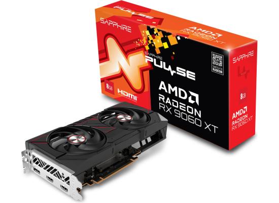 SAPPHIRE PULSE AMD Radeon RX 9060 XT 8GB GDDR6 128-Bit Memory, 3290 MHz Boost Clock, 2048 Stream Processors, 20 Gbps Memory Clock, PCI-Express 5.0 x16