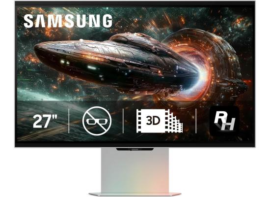 SAMSUNG G90XF Odyssey 3D 27" IPS 4K UHD 165Hz Al Glasses-Free 3D Video Conversion, 1ms, HDR10+, HDMI 2.1 FreeSync Premium, Pivot Stand, Speakers, USB Hub, Silver