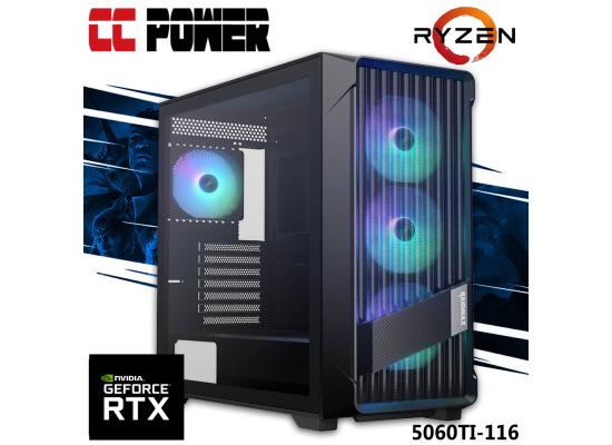 CC Power 5060TI-116 Gaming PC NEW 9Gen AMD Ryzen 9 7900X 12-Cores w/ Nvidia RTX 5060TI 16GB DDR7 w/ DDR5 Memory & Advanced Air Cooler