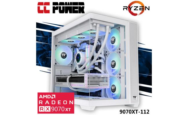 CC Power 9070XT-112 Gaming PC NEW 9Gen AMD Ryzen 9 7950X 16-Cores w/ AMD Radeon RX 9070 XT 16GB GDDR6 & Liquid Cooler , White Edition