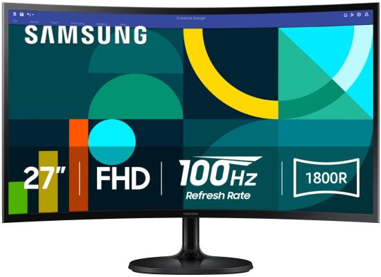 SAMSUNG 27" Essential S3 (D362) Full HD 1800R Curved 100Hz, Game Mode, Advanced Eye Comfort, HDMI & D-sub Ports , Black