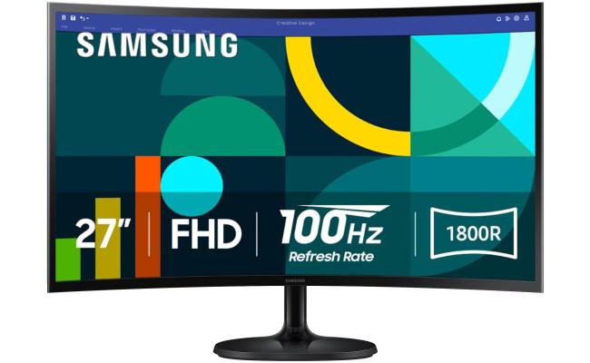SAMSUNG 27" Essential S3 (D362) Full HD 1800R Curved 100Hz, Game Mode, Advanced Eye Comfort, HDMI & D-sub Ports , Black